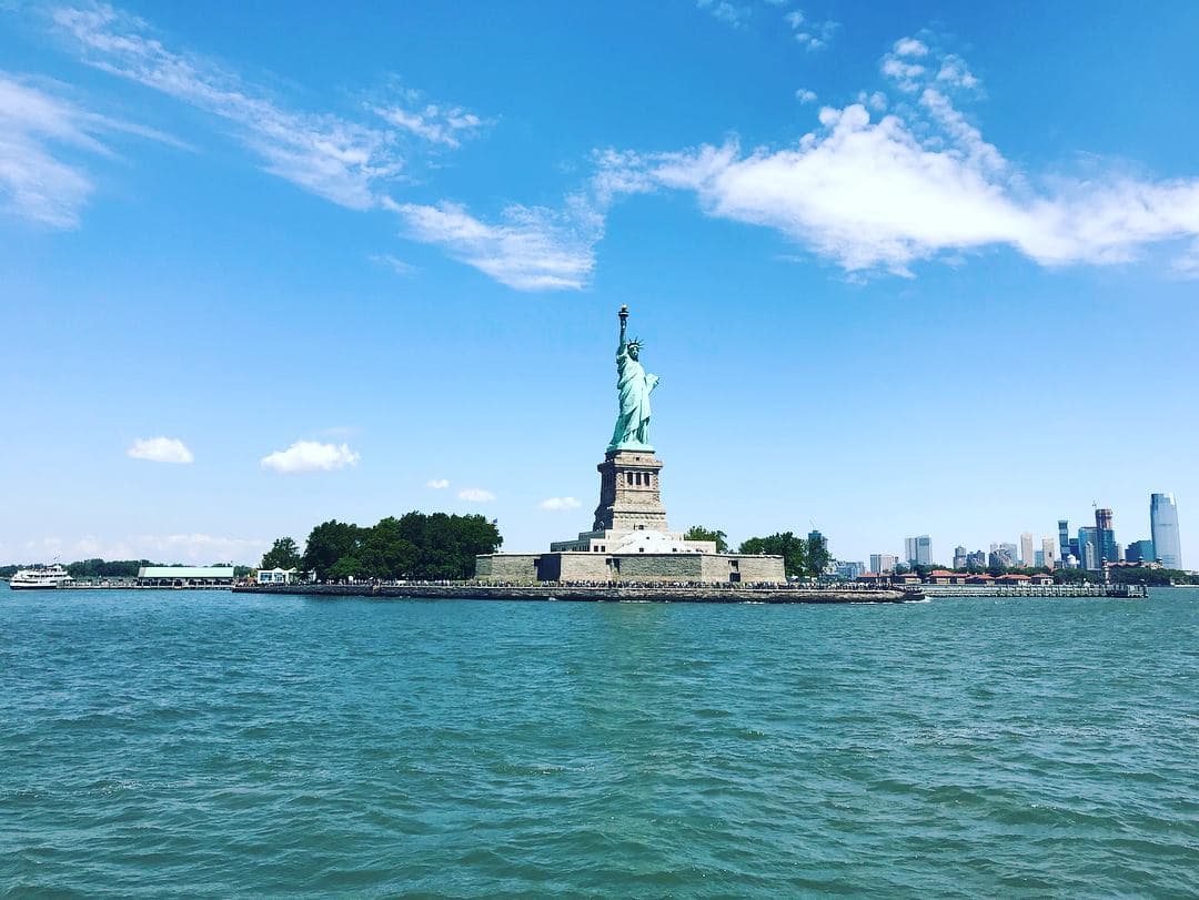 Boat near Statue of Liberty