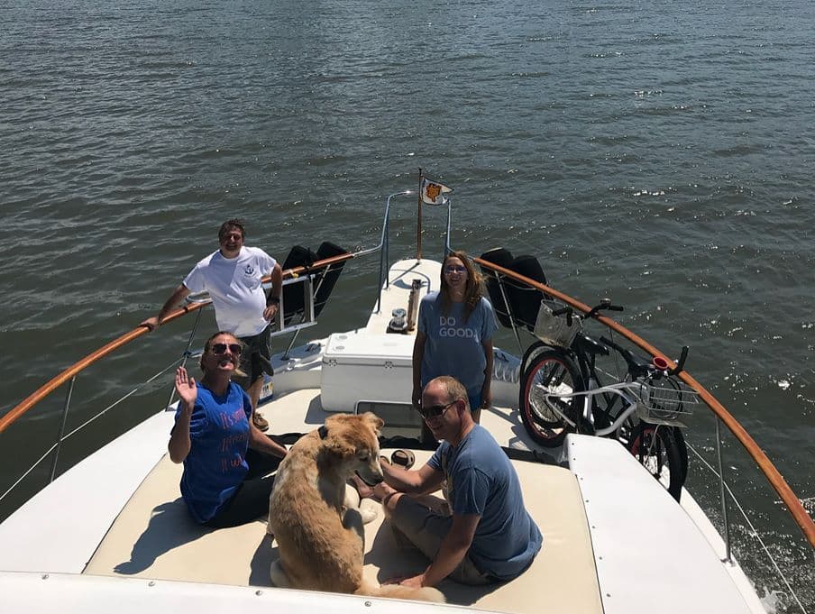 Friends enjoying time on boat