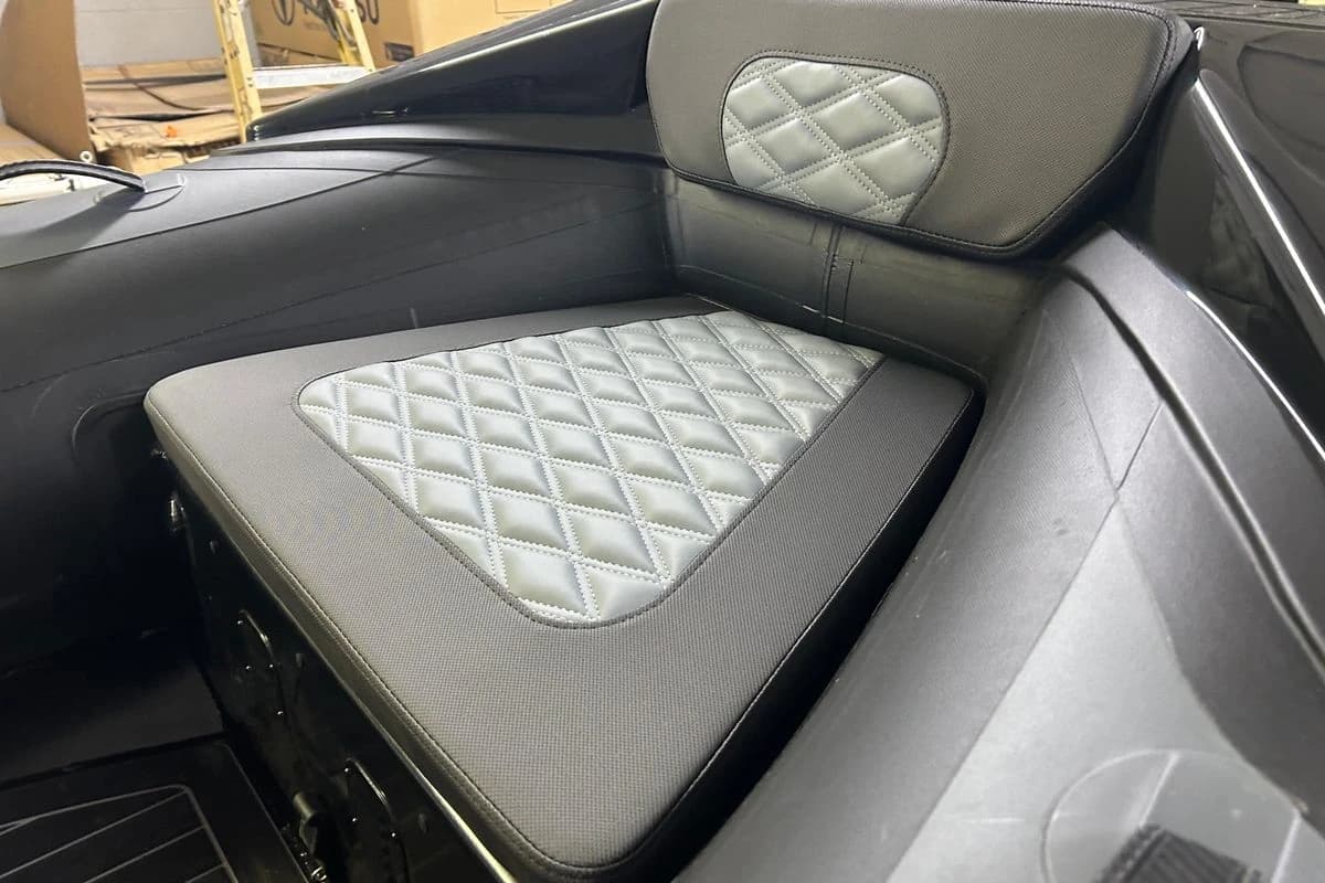 2025 Highfield Sport 360 boat interior with quilted seating detail.