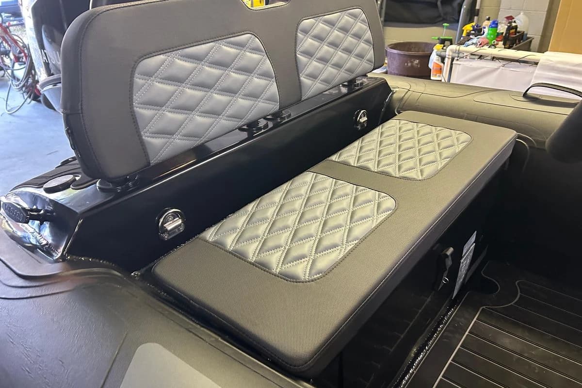 2025 Highfield Sport 360 boat interior with quilted seating and modern design.